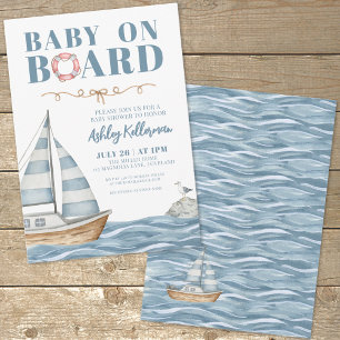 Invitation Bébé à Bord Shower Marin pour Garçon