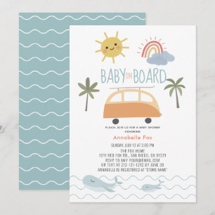Invitation Bébé à bord Sunshine Rainbow Van Baby shower