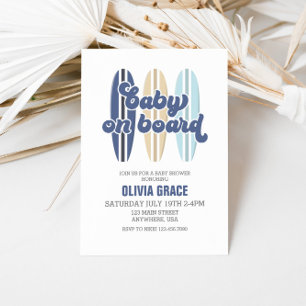 Invitation Bébé à bord sur planche de surf Fête de bébé plage