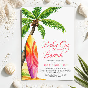 Invitation Bébé à bord Surf Baby shower de plage