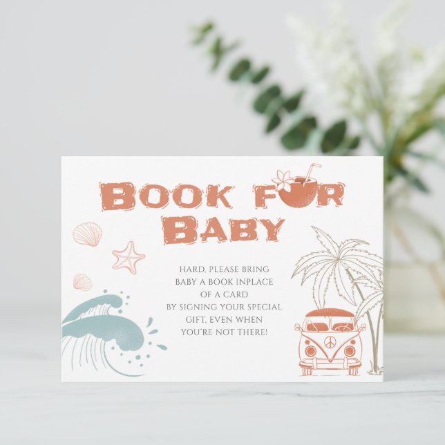 Invitation Bébé à bord Surf Baby shower Livres pour bébé cart (Debout devant)