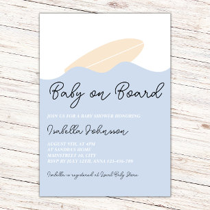 Invitation Bébé à bord Surf Beach Baby shower neutre