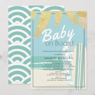 Invitation Bébé à bord Surf de plage Baby shower garçon par c