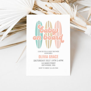 Invitation Bébé à bord Surfboard Fête de naissance bébé plage