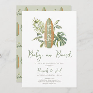 Invitation Bébé à bord Surfboard Ocean Beach Baby shower