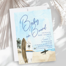 Bébé à bord Surfboard Plage Bleu Garçon Baby Showe