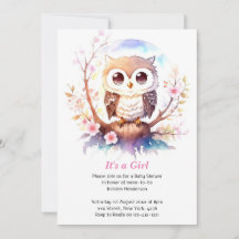 Bébé à thème Hibou Bois Douche fille