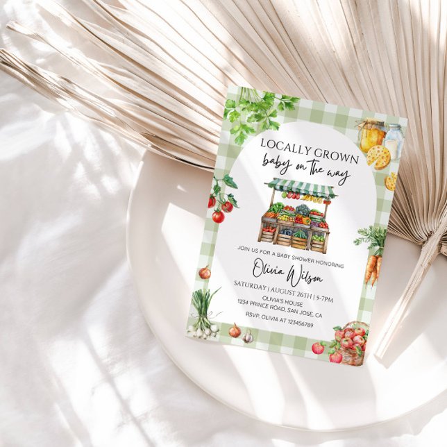 Invitation Bébé à venir, produit local - Thème ferme rustique (Créateur téléchargé)