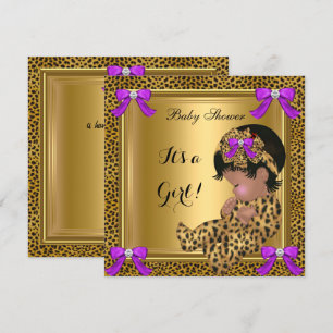 Invitation Bébé adorable Fête de naissance Bébé fille Léopard
