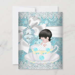 Invitation Bébé adorable Fête de naissance Salle Teal Garçon 