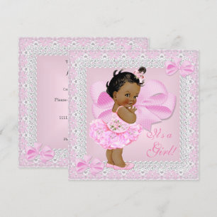 Invitation Bébé adorable pour une baby shower Fille Jolie tut