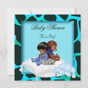 Invitation Bébé Afro-Américain Shower Garçon Animal Ours