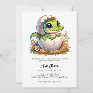 Invitation Bébé alligator mignon Kawaii qui éclot Cadeau Baby