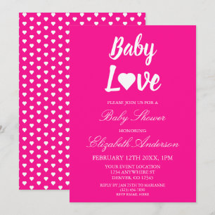 Invitation Bébé Amour Coeur Baby shower fille