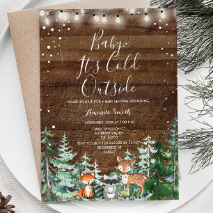 Invitation Bébé animal d'hiver Il fait froid dehors Baby show
