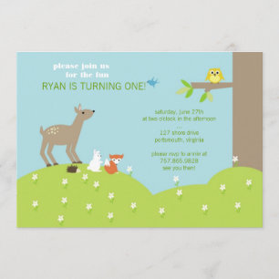 Invitation Bébé Animal Woodland