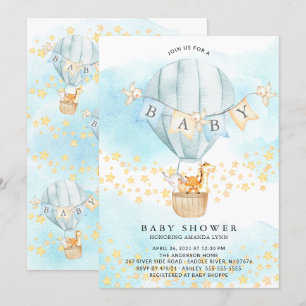 Invitation Bébé Animaux Hot Air Balloon Bébé Garçon Douche
