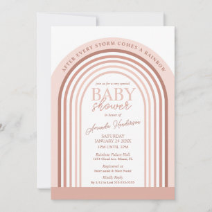 Invitation Bébé arc-en-ciel de la fille en Tone rousse   BABY