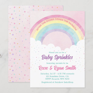 Invitation Bébé arroses Pastel Baby shower arc-en-ciel