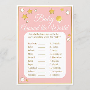 Invitation Bébé autour de l'étoile de rose d'or de jeu de