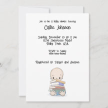 Bébé Avec Livres Douche Invitation, Personnalisabl