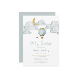 Invitation bébé - Baby shower bleu doux