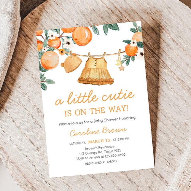 Invitation Bébé Baby shower de fruits orange (Baby Clothesline Baby Shower Invitation
)