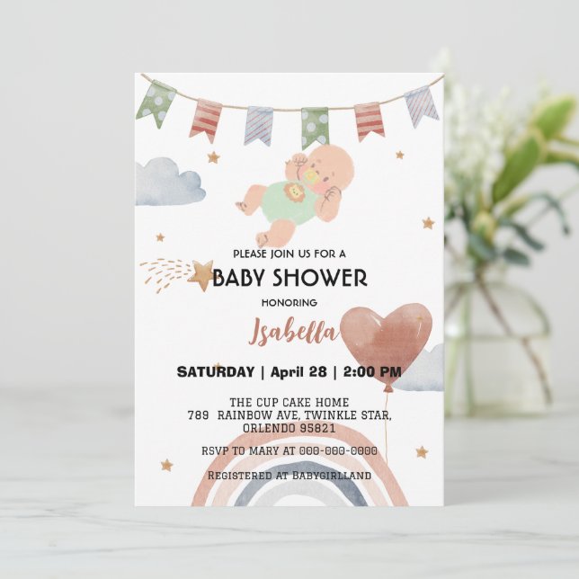Invitation Bébé baby shower enfant afro-américain (Debout devant)
