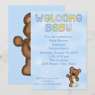 Invitation Bébé Baby shower Garçon Teddy Bear