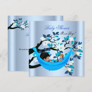 Invitation Bébé Baby shower mignon Bleu Hamac