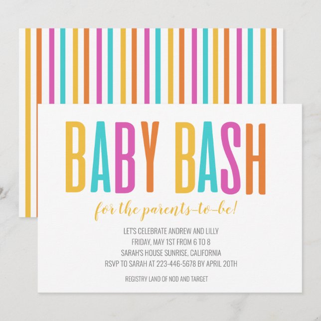Invitation Bébé Bash (Devant / Derrière)