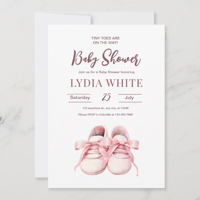 Invitation Bébé Basket Baby shower Invitation, Bébé fille (Devant)