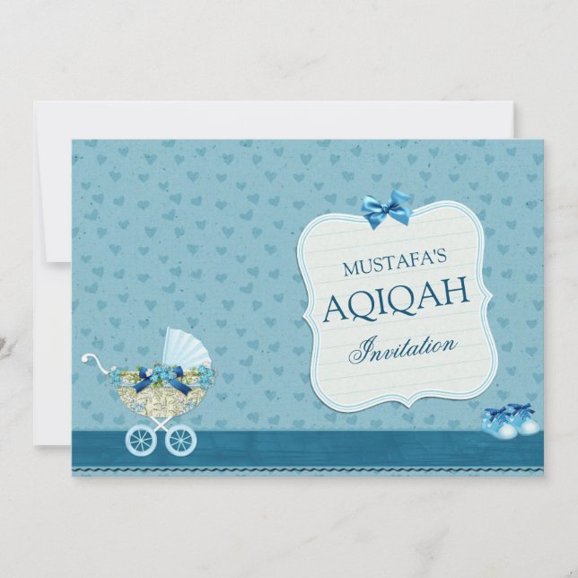 Invitation Bébé Bébé de la poule bleue Aqiqah (Devant)