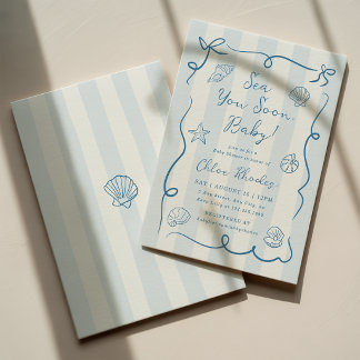 Invitation Bébé Bientôt sur la Mer Fête de Naissan