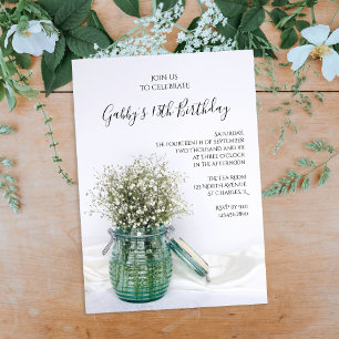 Invitation Bébé blanc respire dans la bocale bleue fête d'ann