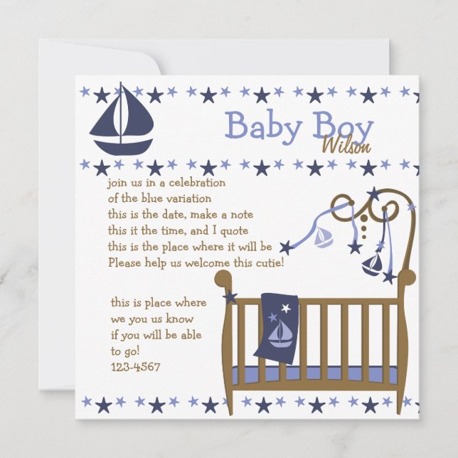 Invitation Bébé bleu (Devant)