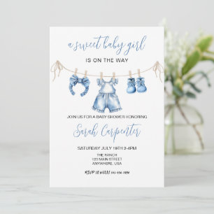 Invitation Bébé bleu Baby shower fille