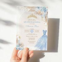 Bébé Bleu Boho Floral Quinceañera 15e Anniversaire
