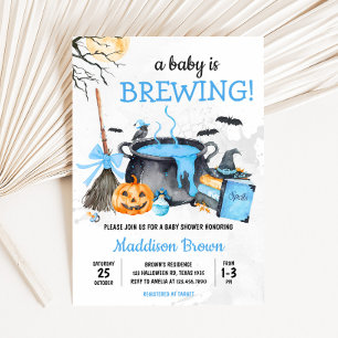 Invitation Bébé bleu brasse Citrouille Baby shower Halloween