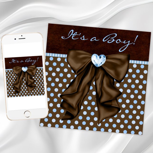 Invitation Bébé Bleu Brown bébé garçon douche (Baby Blue Brown Baby Shower Invitation. Instant download and printed invitations available.)