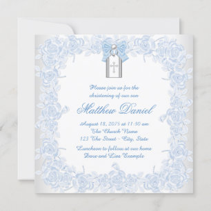 Invitation Bébé Bleu Christening