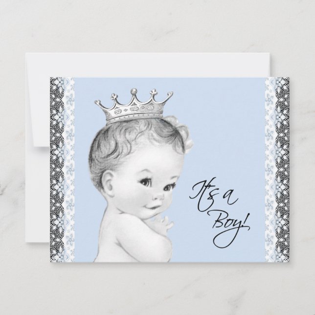 Invitation Bébé Bleu Doux Petit Baby shower Prince (Devant)