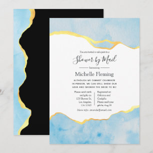 Invitation Bébé bleu et or Agate Baby shower garçon par courr