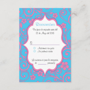 Invitation Bébé bleu et rose pâle Quinceañera espagnol