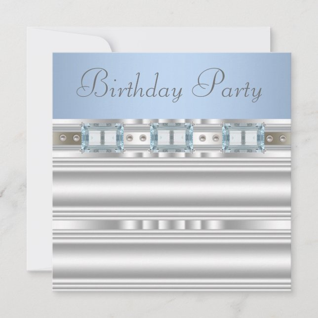 Invitation Bébé Bleu fête d'anniversaire (Devant)