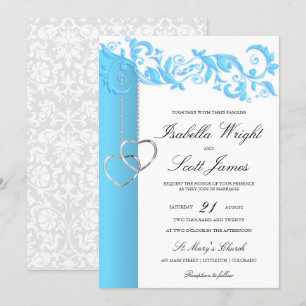 Invitation Bébé bleu floral bracelet et Mariage blanc