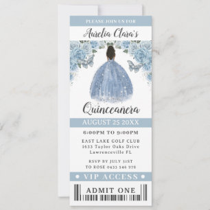 Invitation Bébé bleu Floral Quinceanera Sweet 16 VIP Billet