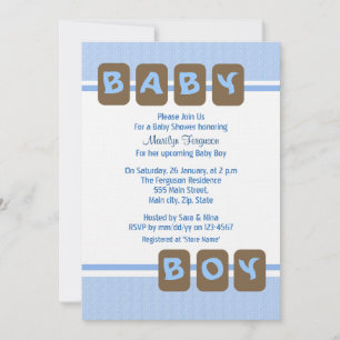 Invitation Bébé bleu garçon