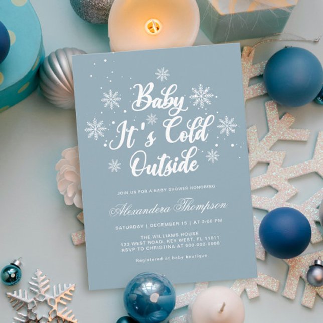 Invitation Bébé bleu Il fait froid à l'extérieur du Baby show (Créateur téléchargé)