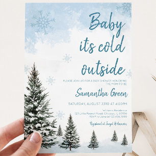 Invitation Bébé Bleu Il Fait Froid Dehors Baby Shower